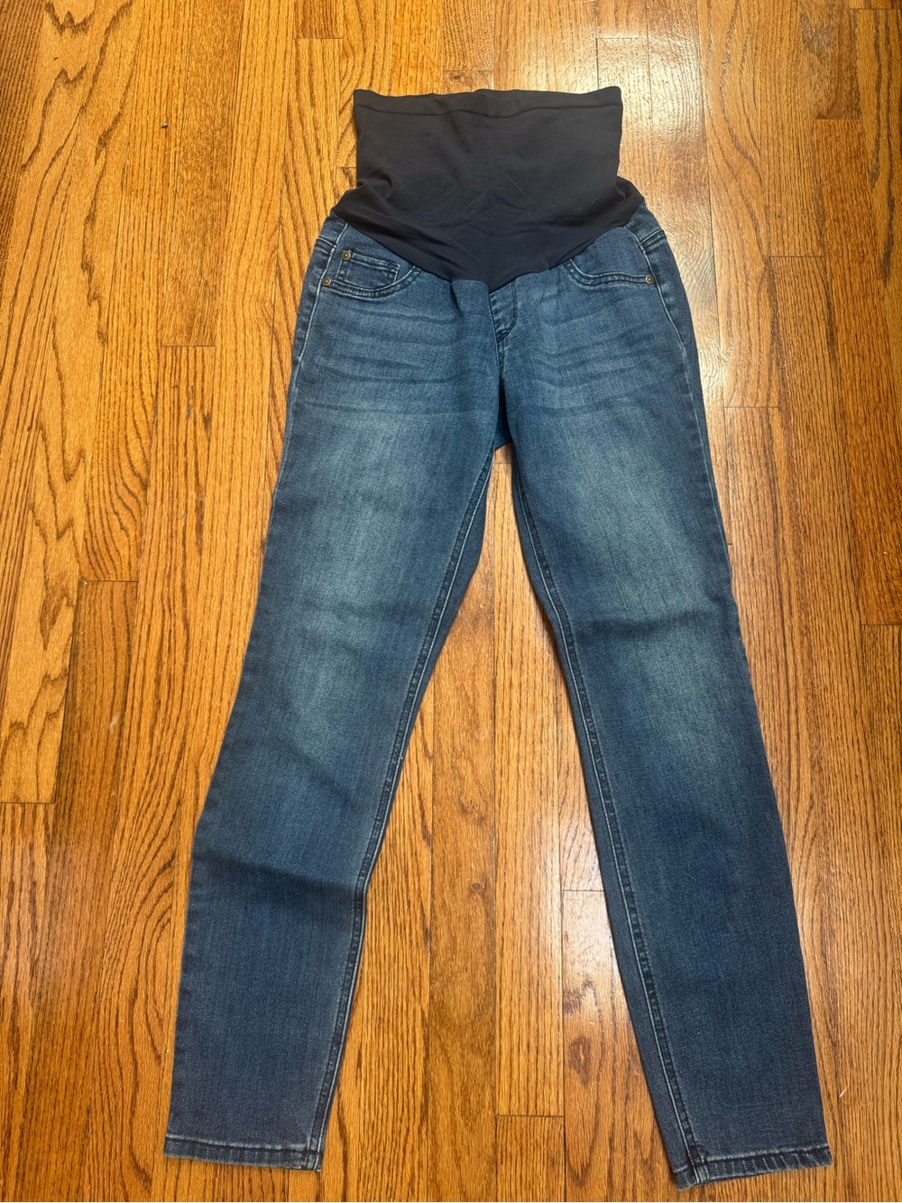 Indigo Blue Maternity Skinny Jeans with Stretch Waistband - Blue